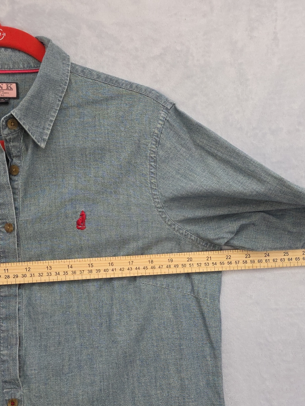 Thomas Pink PINK Casual Chambray Denim Popover Shirt Women's Size 14 - Picture 8 of 10